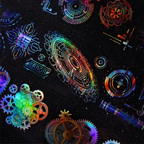 Vintage Steampunk Versnelling Rhapsody PET Decoratieve Tape Iriseerende Holografisch Mechanisch Patroon Scrapbooking DIY Sticker