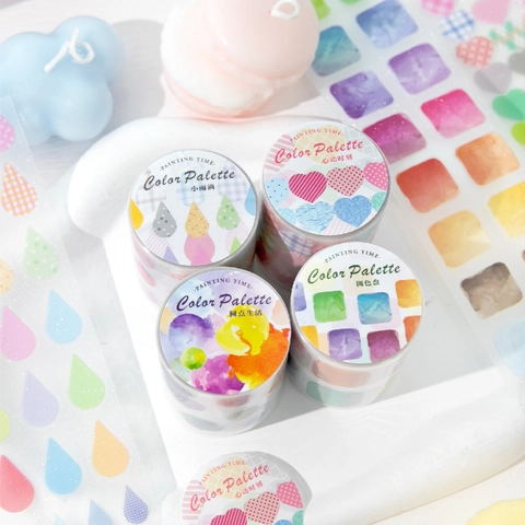 Serie Spectrum Of Life Nastro Decorativo Glitterato in PET per Scrapbooking DIY Diario Estetico Acquerello Fustellato