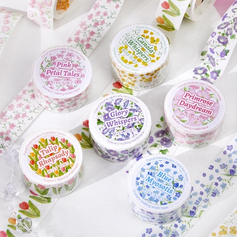 Cinta Washi de Papel con Motivos Florales Botánicos Tulipán No Me Olvides Cinta Decorativa Para Scrapbooking DIY Diario