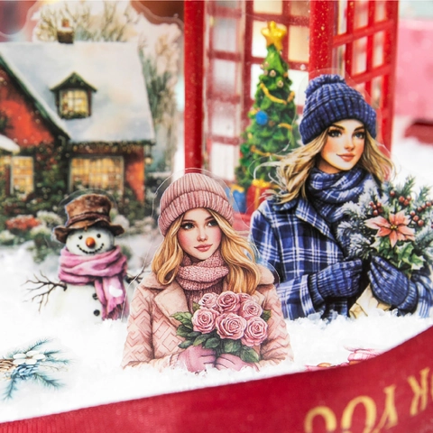 40 Sheets Merry Christmas PET Sticker Pack Vintage Winter Snowman Santa Claus Illustration Scrapbooking DIY Decor Stickers