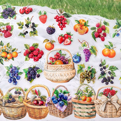 Bessen Thema Journaling Stickers PET Wit Kraftpapier Fruit Scrapbook Decor Waterdicht DIY Decoratieve Stickers