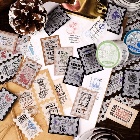 Vintage Ταινία Washi Γραμματόσημο για DIY Scrapbooking Planner Διακοσμητικό Χαρτί Αυτοκόλλητο Retro Journaling Χειροτεχνία