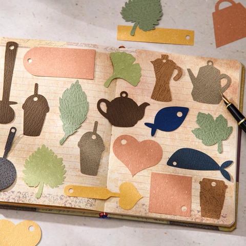 Vintage Spezialpapier Dekorative Etiketten Für Scrapbooking DIY Handkonto Material Retro Blätter Schlüssel Kaffee Journal Zubehör