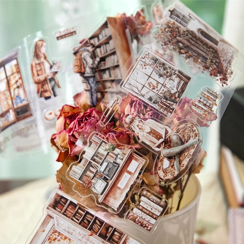 Vintage PET Decorative Tape Comfortable Rhythm Series Journaling DIY Stickers Bookstore Cafe Life Theme Decorative Tape