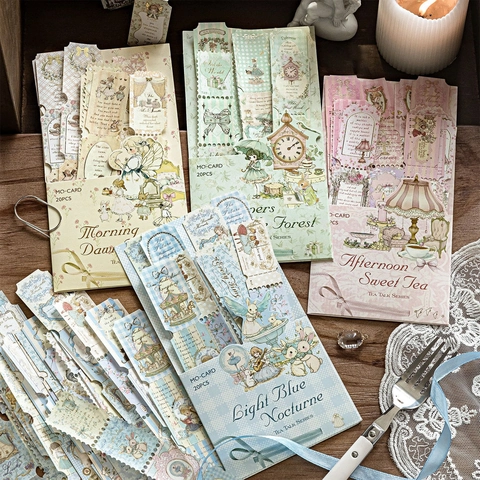Serie Tea Talk Adesivi di Carta Estetici Vintage per Materiale di Scrapbooking con Decorazione Dorata per Ragazze