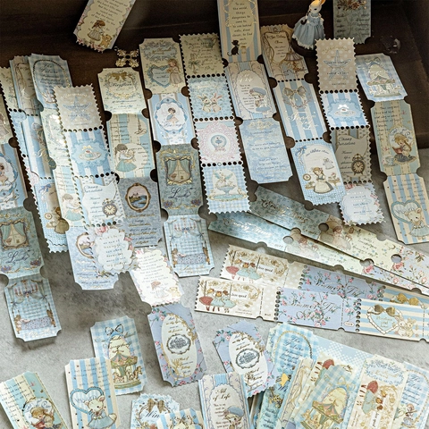 Serie Tea Talk Adesivi di Carta Estetici Vintage per Materiale di Scrapbooking con Decorazione Dorata per Ragazze
