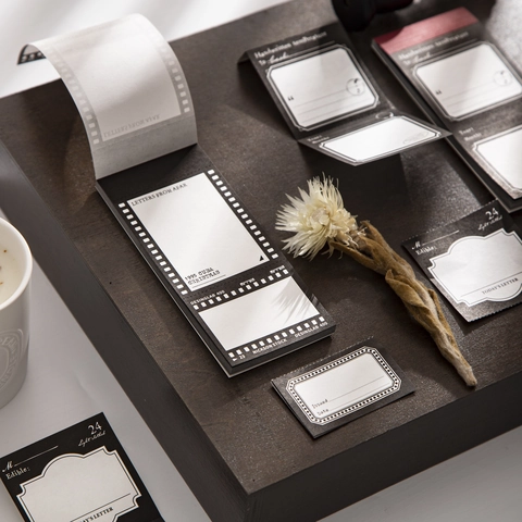 Blocco Note Vintage in Bianco e Nero con Cornice per Film Carta Kraft Bianca Materiale Decorativo per Scrapbooking