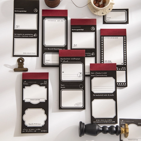 Blocco Note Vintage in Bianco e Nero con Cornice per Film Carta Kraft Bianca Materiale Decorativo per Scrapbooking