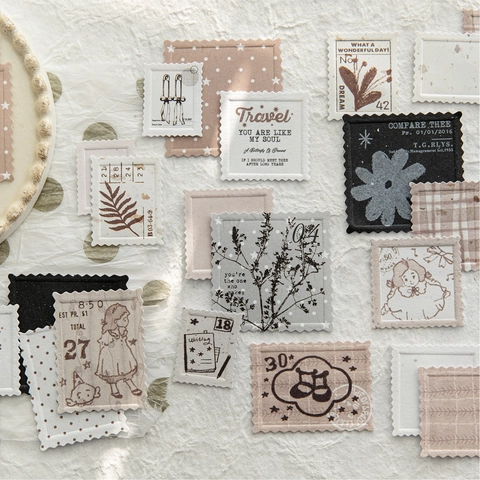 Retro Letterpress Relief Stamp Stickers Vintage Specialty Paper Decorative Label For Scrapbooking Journaling DIY Craft