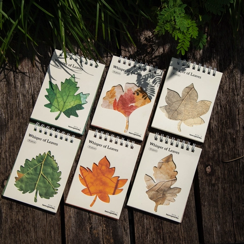 Whisper Of Leaves Spiral Scrapbook Material Kraft Paper Leaf Pattern Decorative Journal Base Stationery For DIY Craft