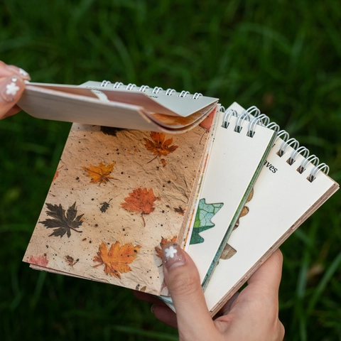 Whisper Of Leaves Spiral Scrapbook Material Kraft Paper Leaf Pattern Decorative Journal Base Stationery For DIY Craft
