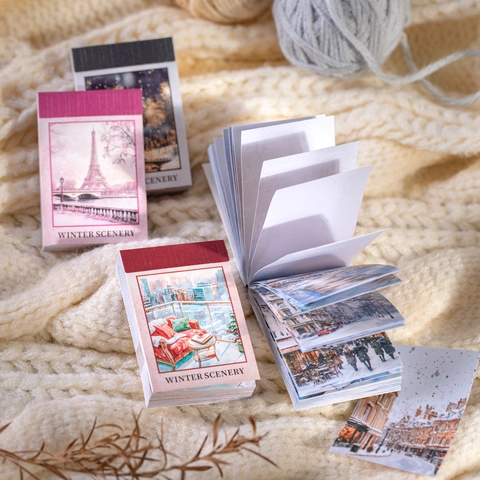 Winter Scenery Washi Paper Sticker Book Journal Decoration Materials Vintage Landscape Stickers For Scrapbooking DIY Crafts