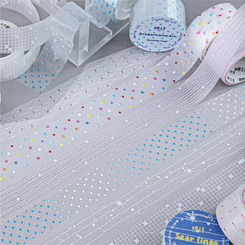 Lot de Rubans de Masquage PET Sable Brillant Série Poésie de Bonbons Transparent Ruban Décoratif DIY pour Scrapbooking