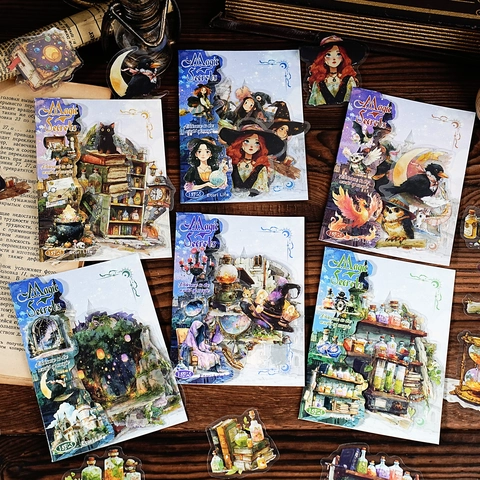 Vintage Magie Geheimen PET Sticker Pak Heks Toverdrank Dier Kasteel Decoratieve Decals Voor Scrapbooking DIY Journaling Kunst