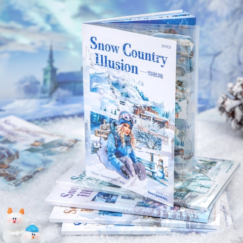 Snow Country Illusion Libro di Adesivi a Tema Invernale Carta PET Washi Per Scrapbooking DIY Decorazione Diario Serie Illustrata