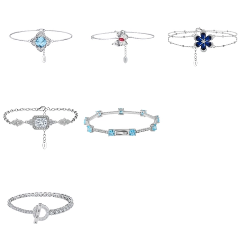 S925 Sterling Silver Bracelet For Women 8A Zirconia Light Luxury Elegant Personalized Geometric Butterfly Flower Bracelet Jewelry