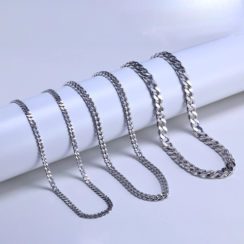 925 Sterling Silver Curb Chain Necklace For Men Women Hip Hop Cuban Link Necklace Gold Platinum Plated Fine Jewelry Gift