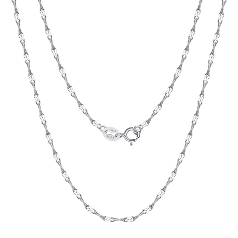 Collar de Cadena Plana de Plata de Ley S925 con Forma de 8 para Mujer Clavícula Italia S925 Minimalista Cadena de Eslabones Geométricos Joyería Regalo