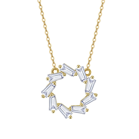 925 Sterling Silver Circle Pendant Necklace For Women Zirconia Inlaid Modern Round Geometric Choker Adjustable Jewelry Gift