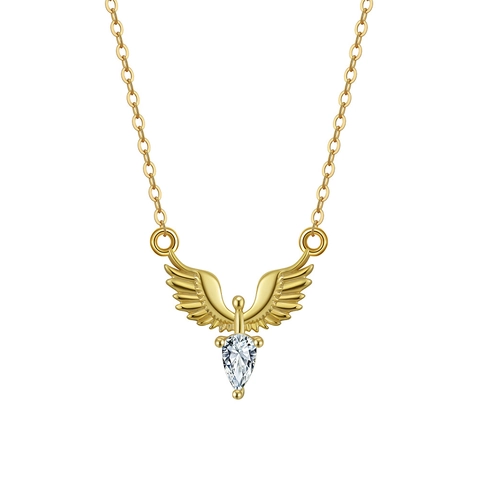 Collar Con Colgante de Alas de Ángel de Plata de Ley 925 Para Mujer Con Zirconia Corte de Pera Cadena de Clavícula Minimalista Joyería de Moda