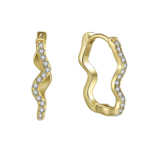 925 Sterlingsilber Wellen Creolen Für Damen Mit Strass Besetzt Geometrische Minimalistische Gebogene Ohrstecker Schmuck Geschenk