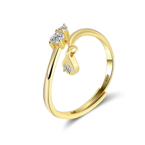 S925 Sterlingsilber Offener Verstellbarer Ring Für Damen Minimalistischer Wassertropfen Anhänger Zirkonia Fingerring Schmuck Geschenk