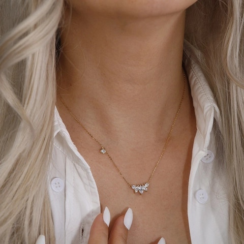 Collier Pendentif en Zirconia Asymétrique en Argent Sterling 925 Pour Femme Élégant Taille Marquise Chaîne Fine Bijoux Cadeau