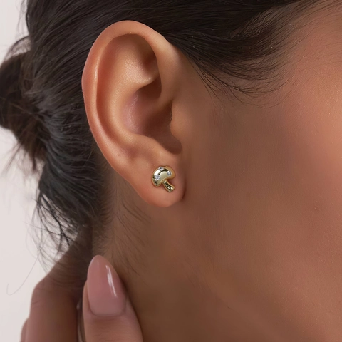 925 Sterling Silver Mushroom Stud Earrings For Women French Retro Gold White Gold Plated Rhinestone Earrings Fashion Jewelry