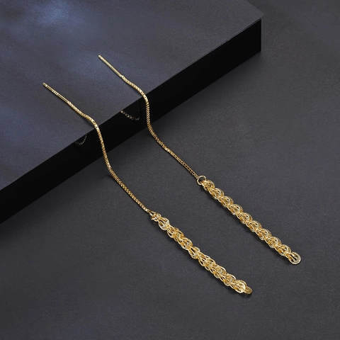 925 Sterling Silver Phoenix Tail Tassel Threader Earrings Elegant Long Geometric Fish Tail Drop Earrings For Women Jewelry