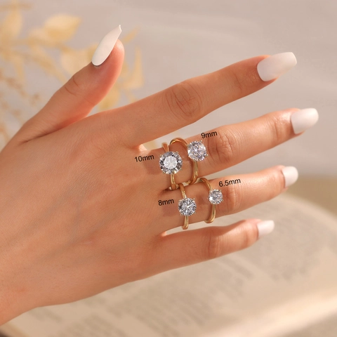 Klassischer Verstellbarer Ring Aus 925 Sterlingsilber Für Damen Luxus Rundschliff Zirkonia Verlobung Hochzeit Schmuck Geschenk