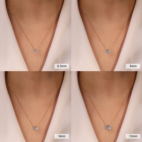 S925 Sterling Silver Pendant Necklace For Women 8A Cubic Zirconia Round Solitaire Minimalist 14K Gold Platinum Plated Chain Jewelry