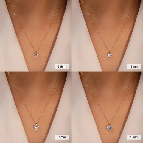 Collana con Pendente a Cuore in Argento Sterling 925 Con Zirconia a Taglio Cuore Catena Minimalista Elegante Gioielli Donna