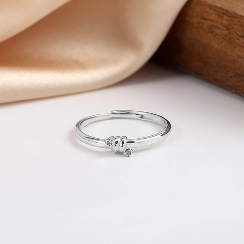 925 Sterlingsilber Knoten Offener Ring Für Damen Minimalistisch Verstellbar Strass Geometrischer Fingerring Eleganter Schmuck