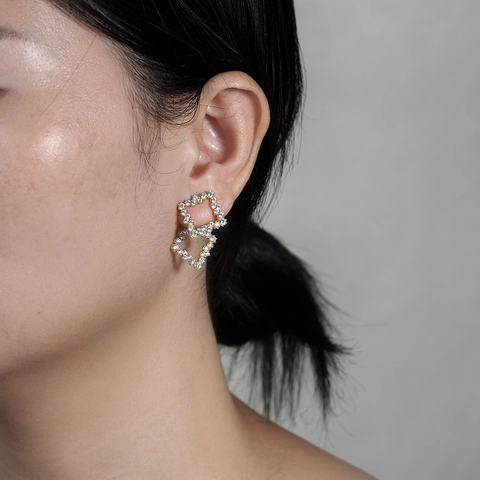 Lussuosi Orecchini a Bottone Quadrati Geometrici in Argento Sterling 925 per Donna Squisiti Gioielli in Zirconia Placcati Oro Argento Regalo