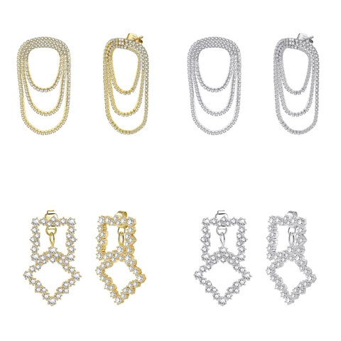 Juego De Collar Pendientes Pulsera De Plata De Ley 925 De Lujo Con Circonita Cúbica 5A Mariposa Luna Joyas Geométricas Para Mujer
