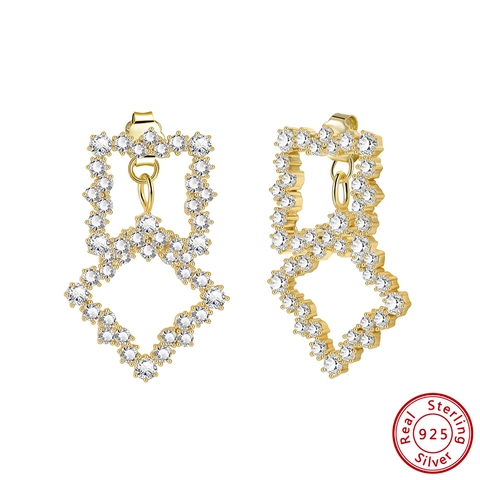 Lussuosi Orecchini a Bottone Quadrati Geometrici in Argento Sterling 925 per Donna Squisiti Gioielli in Zirconia Placcati Oro Argento Regalo