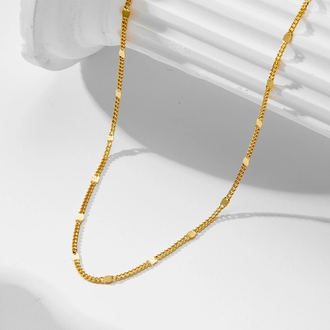 Collana a Catena Semplice in Argento Sterling S925 Placcato Oro per Donna Design Minimalista Catena per Clavicola Gioielli in Stile Ins