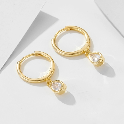 925 Sterling Zilveren Waterdruppel Zirconia Oorbellen Voor Dames Peervormige Zirkoonstenen Goud Zilver Verguld C Hoops