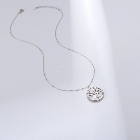 925 Sterling Zilver Levensboom Hanger Halsketting Voor Vrouwen Parelmoer Rond Hol Sleutelbeen Ketting Sieraden Cadeau