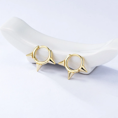 Pendientes de Aro con Puntas de Plata de Ley 925 Punk Rock Minimalista Remache Cónico para Mujer Joyas Individuales