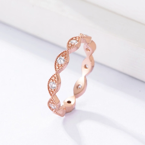 Bague en Argent Sterling S925 Marquise Mauvais Œil Zirconia Pour Femmes Vintage Bordure Milgrain Anneau Géométrique Incrusté Bijoux