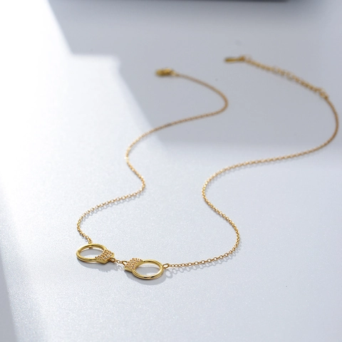 Collana con Ciondolo a Manette in Argento Sterling 925 per Donna Retro Minimalista con Strass Intarsiati Gioielli