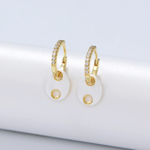 925 Sterling Silver Pig Nose Drop Earrings For Women Inlaid Rhinestone Colorful Drip Oil Enamel Geometric Fashion Jewelry