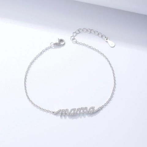 S925 Sterling Silver Mama Letter Bracelet For Women Micro Inlaid Zirconia Chain Bracelet Mother Day Jewelry Gift
