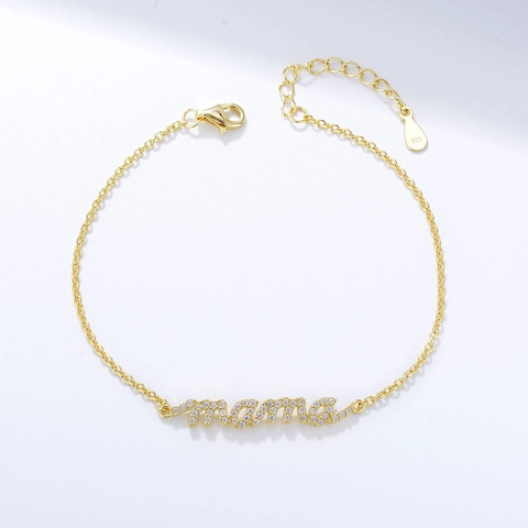 S925 Sterling Silver Mama Letter Bracelet For Women Micro Inlaid Zirconia Chain Bracelet Mother Day Jewelry Gift