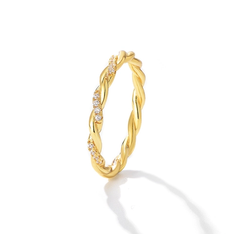 925 Sterling Silver Twisted Rope Ring For Women Inlaid Rhinestone Geometric Design White Gold Yellow Gold Fashion Jewelry Hand Decor