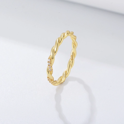 925 Sterling Silver Twisted Rope Ring For Women Inlaid Rhinestone Geometric Design White Gold Yellow Gold Fashion Jewelry Hand Decor