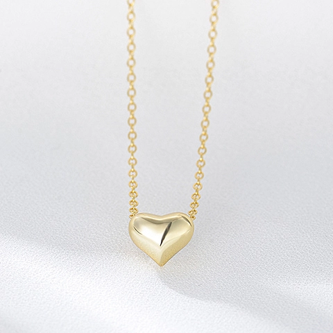 Collana con Pendente a Cuore Cavo in Argento Sterling 925 Minimalista per Donna Catena a Clavicola Dainty Placcata in Oro Gioielli di Moda