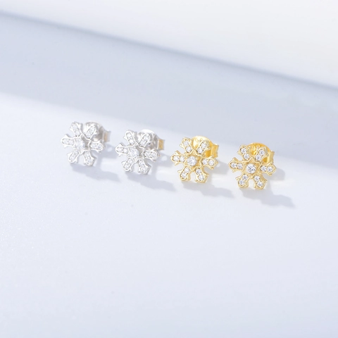 Orecchini a Lobo Fiocco di Neve in Argento Sterling 925 per Donna Semplici Zirconia Oro Argento Gioielli Orecchio Fiore Regalo