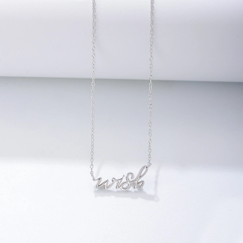 925 Sterlingsilber Wish Buchstabe Anhänger Halskette Für Damen Minimalistisch Handschriftlich Schlüsselbeinkette Ins Stil Schmuck